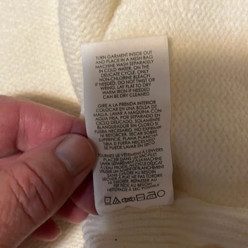 Women's Cream V-Neck Sweater - Picture 6 of 9